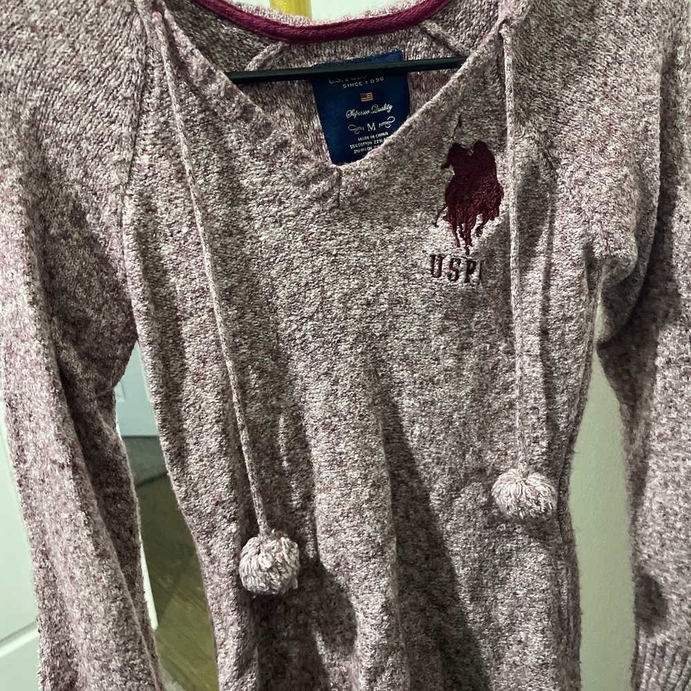 U.S. Polo Assn. Burgundy Sweater with Hood Girls M